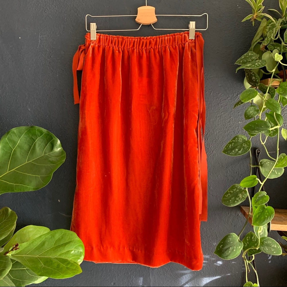 Rich Vermillion Velvet Skirt